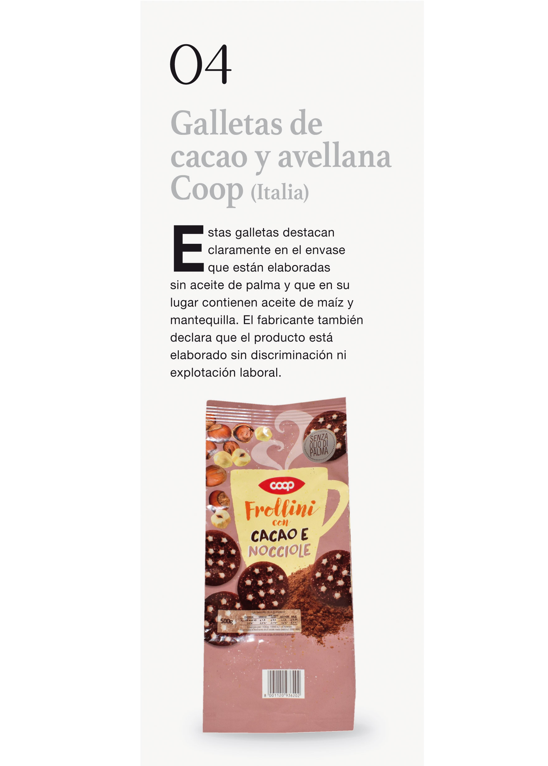 Galletas de cacao y avellana Coop (Italia) 